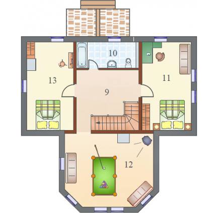 Планировка двухэтажного каркасного дома Усадьба L