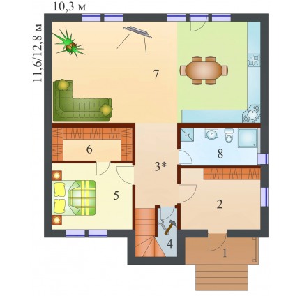 Планировка двухэтажного каркасного дома Вилла 2 S