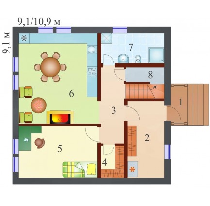 Планировка двухэтажного каркасного дома Вилла M