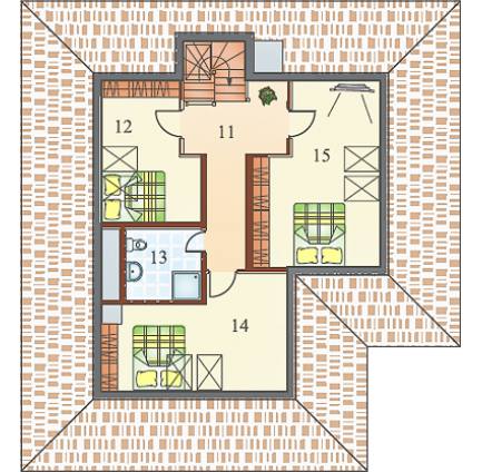 Планировка каркасного дома с мансардой Бунгало 2 S