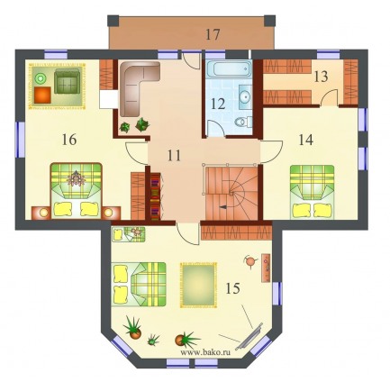 Планировка двухэтажного каркасного дома Усадьба XL с террасой