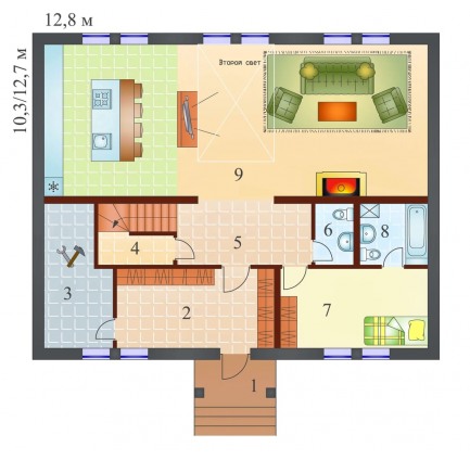 Планировка двухэтажного каркасного дома Вилла 2 L