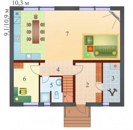 Планировка двухэтажного каркасного дома Вилла L