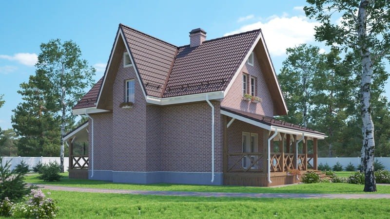 Проект каркасного дома Звенигород L с террасой и мансардой под ключ от компании БАКО