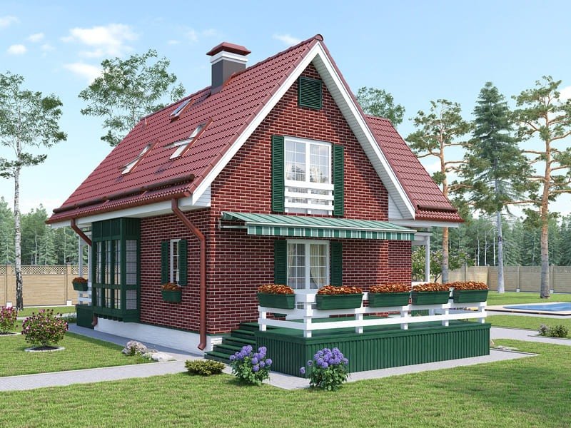 Проект каркасного дома Звенигород XXL с террасой и мансардой под ключ от компании БАКО